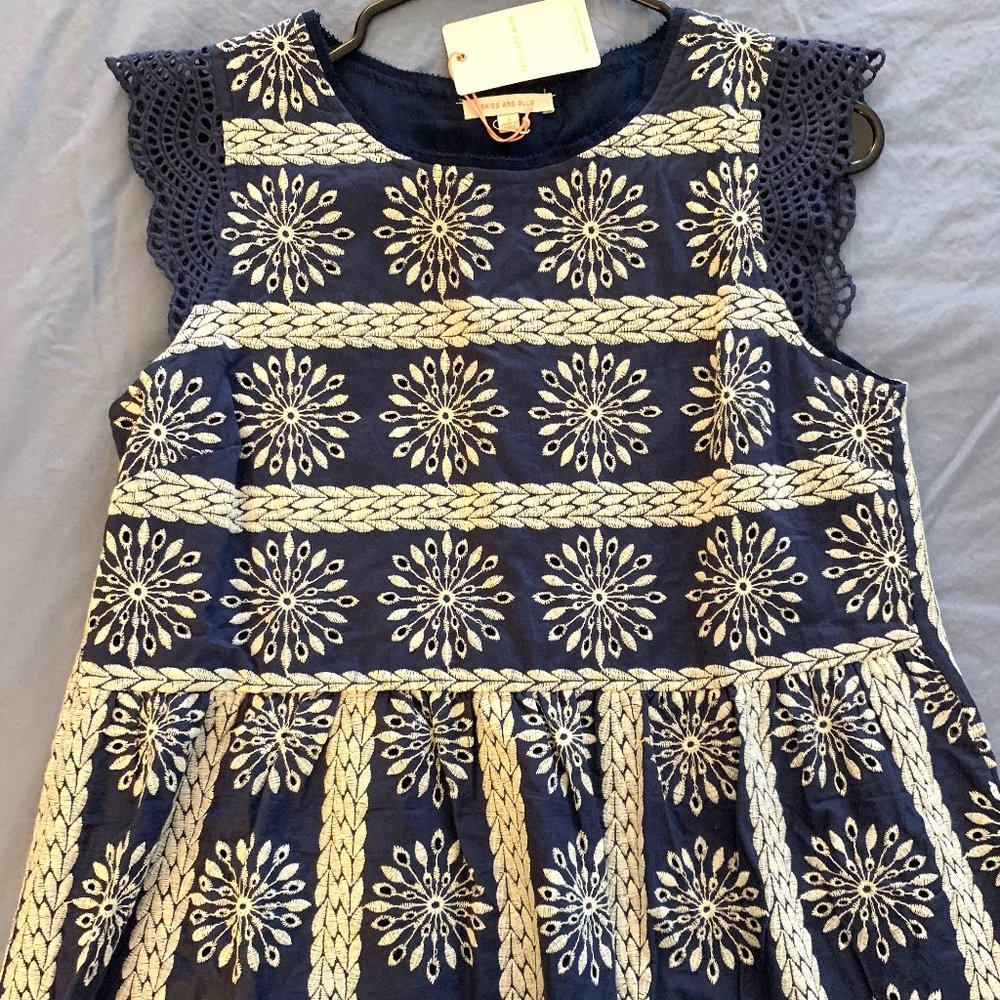 NWT Skies Are Blue Navy Boho Blouse